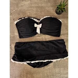 Gottex‎ Ruffle Bandeau Bikini Set | 14| Skirt Bottom | Strapless Pin‑Up Swimsuit
